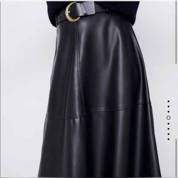 NWT - ZARA High Waisted Midi Skirt w/ Belt - Size Small - Picture 3 of 8